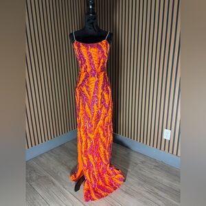 Fashion Nova Vibrant Orange and Purple Sequin Dress